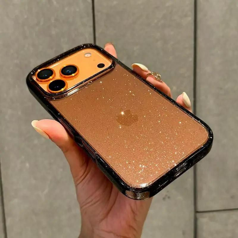 Soft Silicone Glitter Transparent Phone Case for iPhone 11 12 13 14 15 16 17 Pro Max Plus Air Clear Bumper Cases Cover