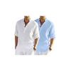 Bellstone Men' Cotton Blend Solid Regular Dress Shirt (Kurta800Combo_White_Skyblue_L