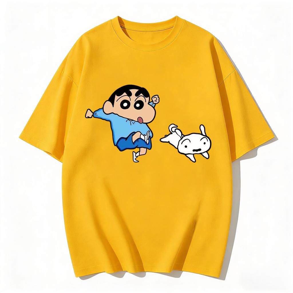 2026 New Crayon Shinchan Shiro Print TShirt Cute Anime Cartoon Family Matching Tees Casual Cotton Short Sleeve Tops Couple