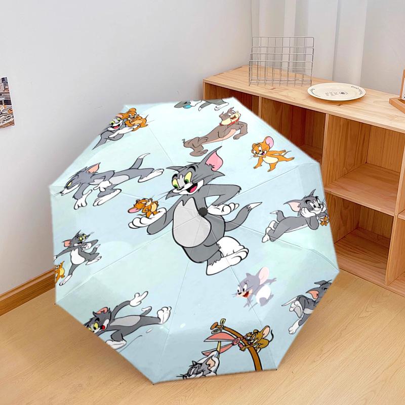 1 Stück Automatischer Faltregenschirm - Cartoon-Muster, Tragbares & Faltbares Design mit 46 Speichen, Weihnachts-Geburtstagsgeschenke