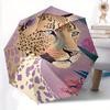1 Stück Leopardenblumen Automatisches Öffnen/Schließen Exquisiter Regenschirm Stabiler Eisenrahmen, Kompakter Reiseschirm - Perfektes Geschenk für Frauen, Männer, Geburtst