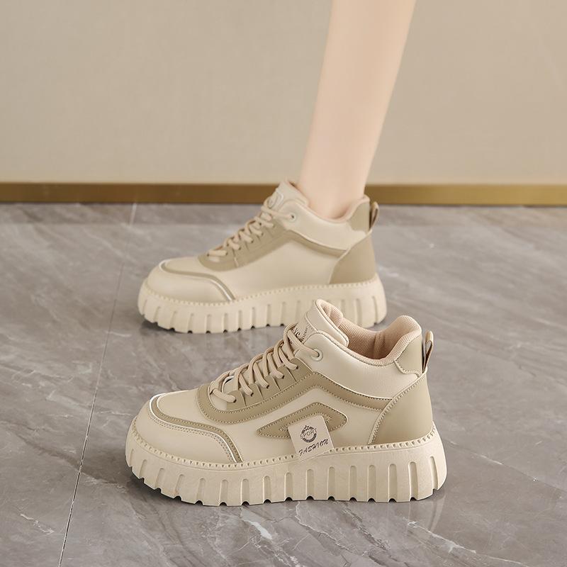 2025 Spring New Breathable High-top Little White Shoes Women's Ins Korean Version Versatile Platform Sports and Leisure Board Shoes Short Boots