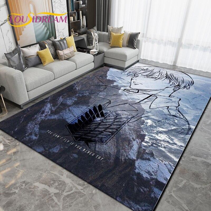 Anime Cartoon Attack On Titan Area Rug Large,Carpet Rug for Living Room Bedroom,Kitchen Bathroom Doormat Non-slip Floor Mat Gift