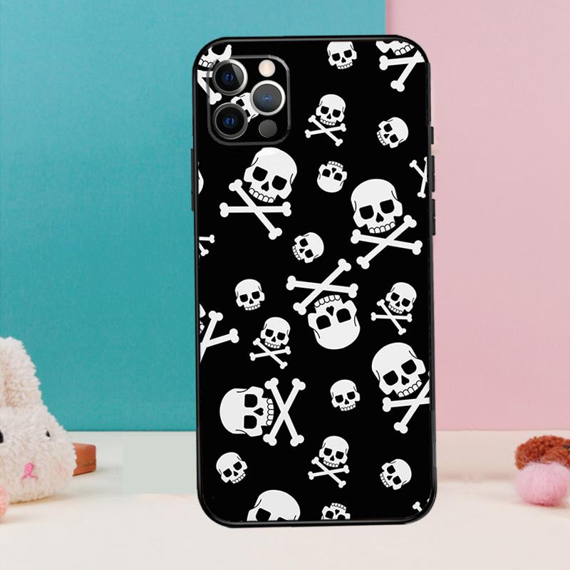Skull Gothic Creepy Pastel Goth Phone Case For iPhone 16 15 14 13 12 11 Pro Max 12 13 mini XR 15 16 Plus 16e Cover Coque