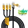 240W 2 In 3 USB PD Fast Charging Cable Type C Micro IOS Multi Charger Cable for iPhone Huawei Samsung Nylon Braided Cord