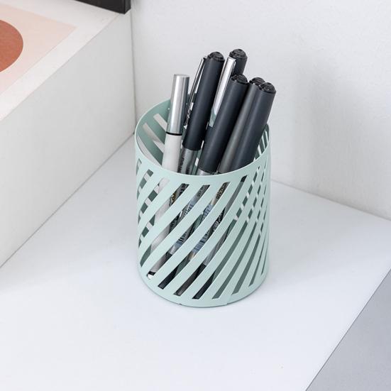 Pen Holder Nordic Style Electroplated Matte Finish Large Capacity Desk Organizer with Rubber Base Office Accessories