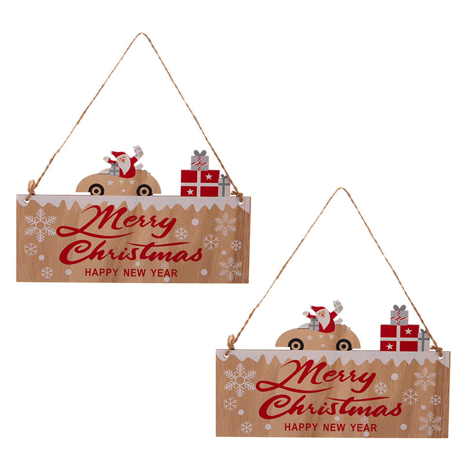 

2PCS/SETMerry Christmas Wooden Sign Wall Decor Christmas Ornament Christmas Hanging Plaque for Wall Home New Year Indoor Outdoor