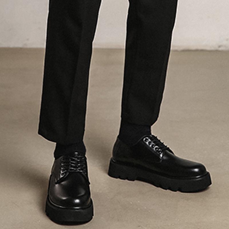 Men Fashion Casual Business Platform Derby Shoes Male Genuine Leather Loafers Slip On Wedding Shoes Harajuku Streetwear