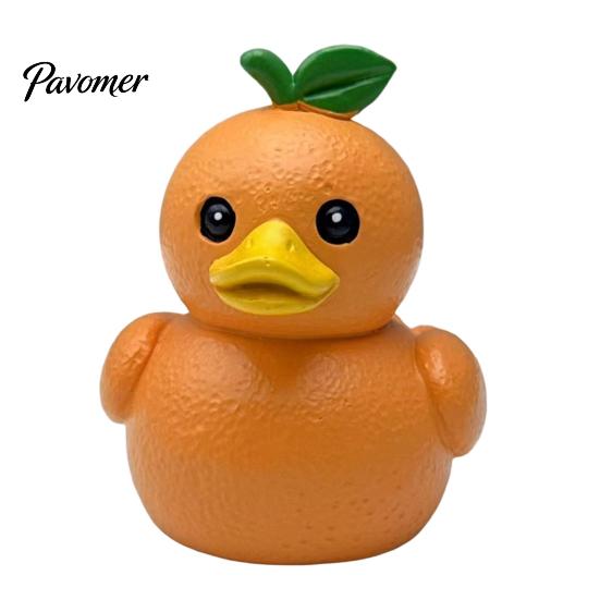 Fruit Vegetable Figurines Funny Orange Eggplant Duck Figurine, Resin Statue, Adorable Desk Unique Birthday Gifts Decor for Car Dashboard Home Office,
