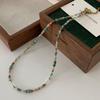 Titanium steel colored glass beads beaded necklace light luxury high sense niche design collarbone chain fashion versatile necklace women