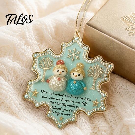 Decorative Window Wall Hangings Snowman Friend Acrylic Hanging Ornament, 2D Xmas Tree Decor with Warm Friendship Engraved Gratitude Keepsakes Message,