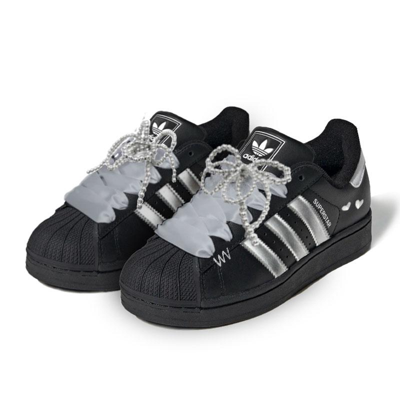 adidas Originals Superstar 2 Silbernes Herz Schwarze Schale, Einkaufstasche Abriebfest, Leicht, Ausbalanciert Low-Top JI0079(Team1267-BOX)