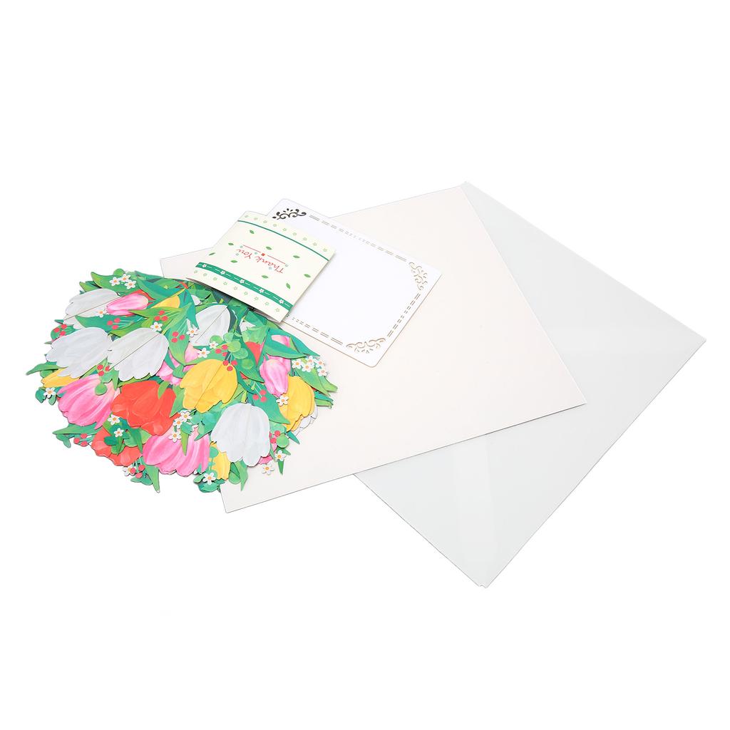 Flower Popping Up Card Vase Bouquet Style Thick Paper Vivid Colors 3D Greeting Cards for Party Anniv