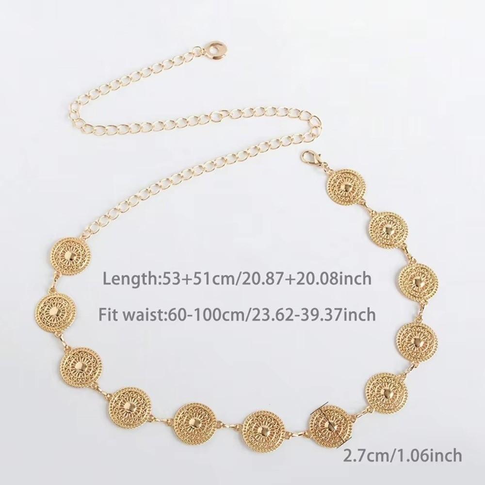 Retro Women's Waist Chain Hollow Out Design Adjustable Waist-Fitted Chain Bohemia Style High-End Feel Metal Chain Belt