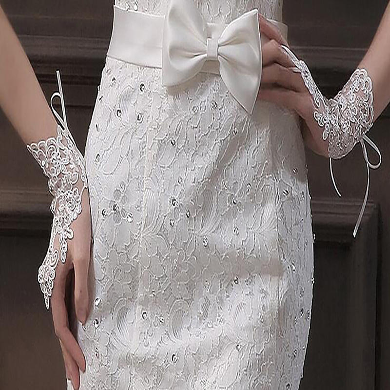Temperament Short Wrist Lace Appliques Bridal Gloves Fingerless Bridal Glove Wedding Accessories for Bride
