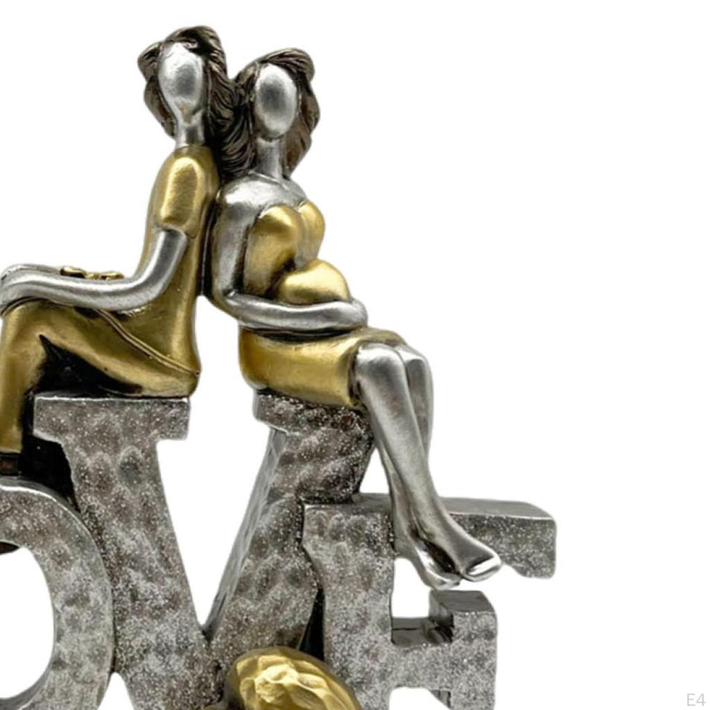 Love Sign Statue Collectible Figurine Cutout Romantic Resin Home Decor Sculpture for Entryway