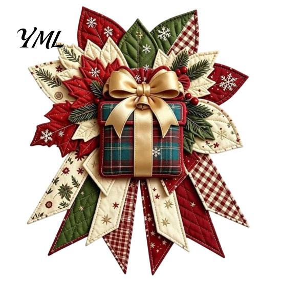 Pädagogische Bastelsets für die Schule Weihnachts-DIY Gesteppte Schleife Nähbastelset, Vorgeschnittene Patchwork Gemütliche Heimdeko Zubehör Set, Feiertür