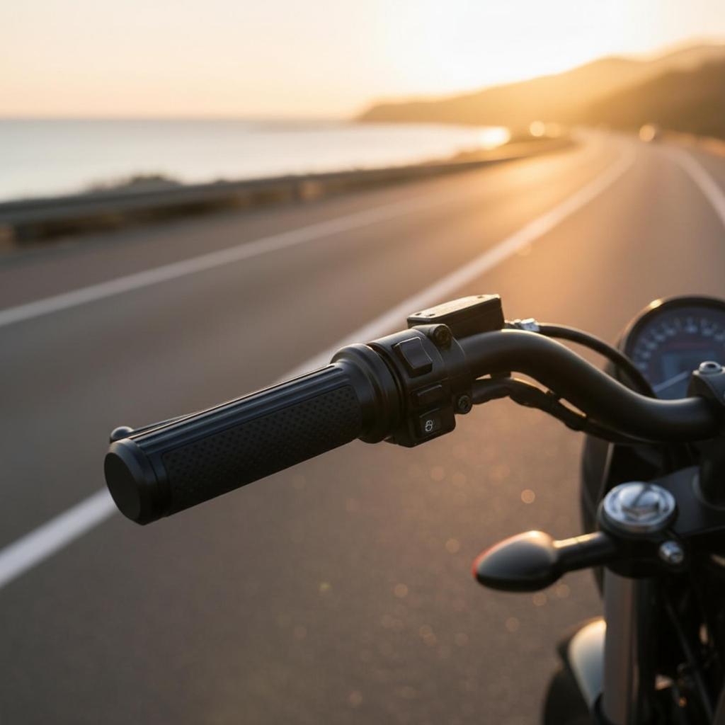 Replacement Motorcycle Hand Grips with Bar End Cap Textured Handlebar
