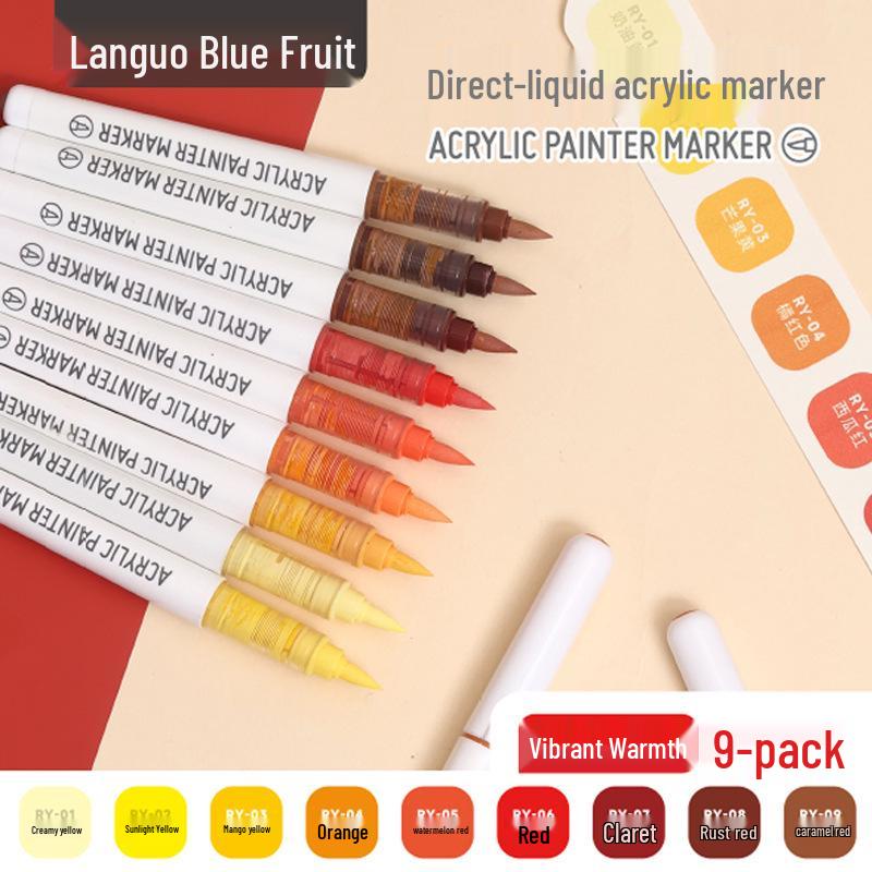 Blue Fruit Direct Liquid Acrylic Marker Pen for Kids - Large Capacity Soft Tip for Watercolor Painting