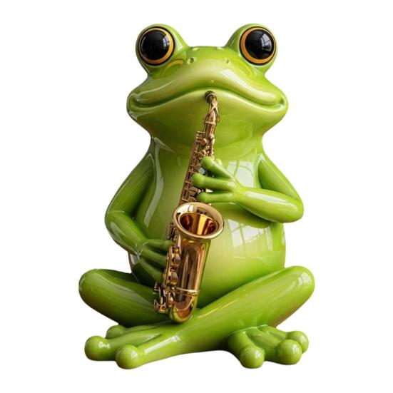 

Статуэтка Лягушки-Музыканта, Ручная Резьба, Украшение Лягушки с УФ-покрытием, Миниатюрная Полимерная Фигурка, Играющая на Музыкальном Инструменте, Декор для Сада D