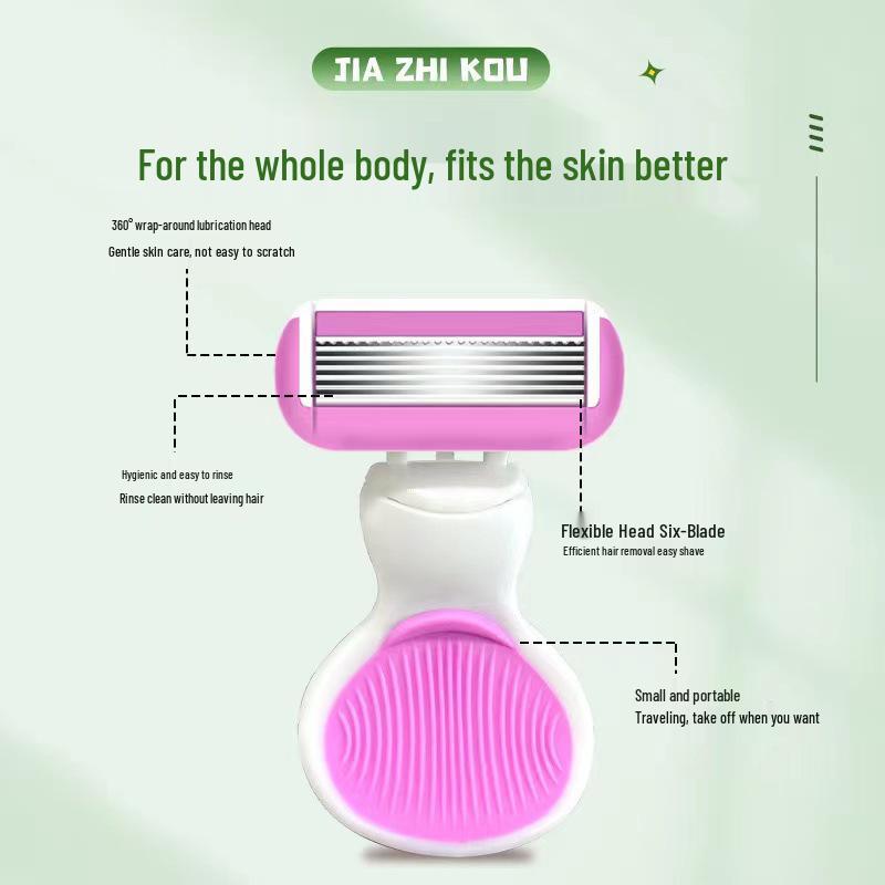 Fashionable 6-Layer Women's Manual Razor for Armpit, Leg, and Body Hair Removal