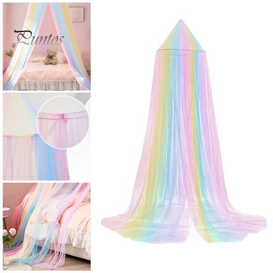 Sleep Protection Net Single Door Mosquito Bed Canopy Rainbow Color Design Mesh Dreamy Breathable Easy to Install Fully Enclosed Anti-mosquito