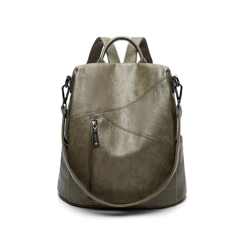 Korean Style Women's Soft Leather Anti-theft Backpack - Versatile, Large Capacity, Double Shoulder for Casual Travel, 2026 Summer