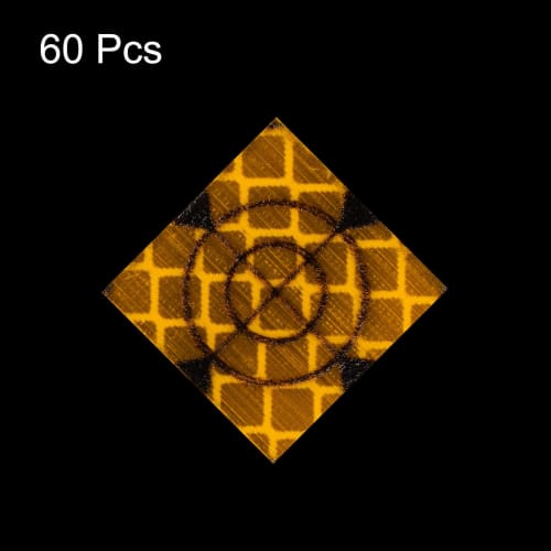 uxcell 60 Feuilles Marques Cibles Réfléchissantes Auto-Adhésives, 20x20mm, pour Levés Omnidirectionnels, Jaune