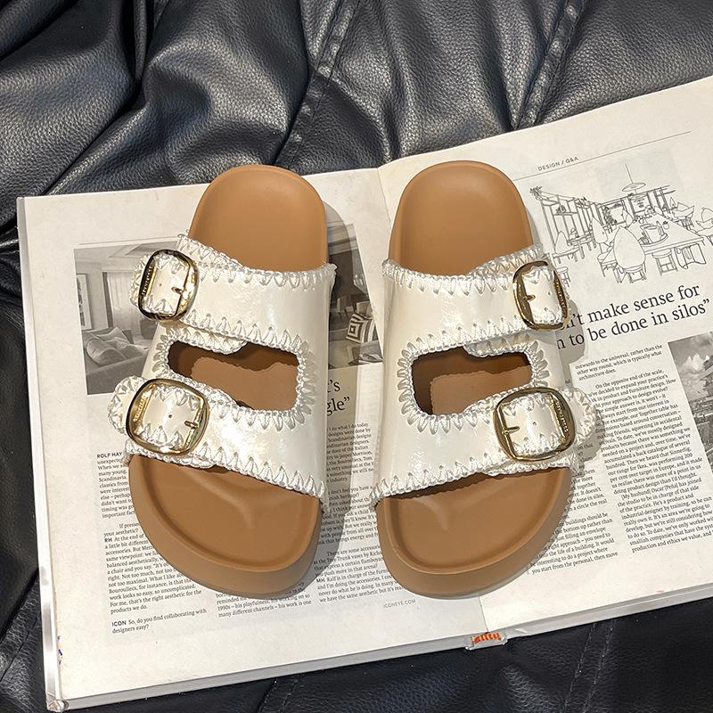 

Ретро шлепанцы на толстой подошве женские летние новые однословные моп повседневные универсальные пляжные крутые шлепанцы 40