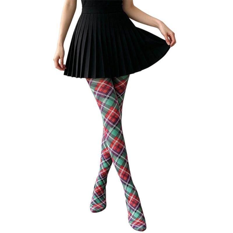 Multicolor Patterned Footed Tights for Women Printed Pantyhose Stockings for Dress Skirt Layering In Spring Fall Office and Daily Wear