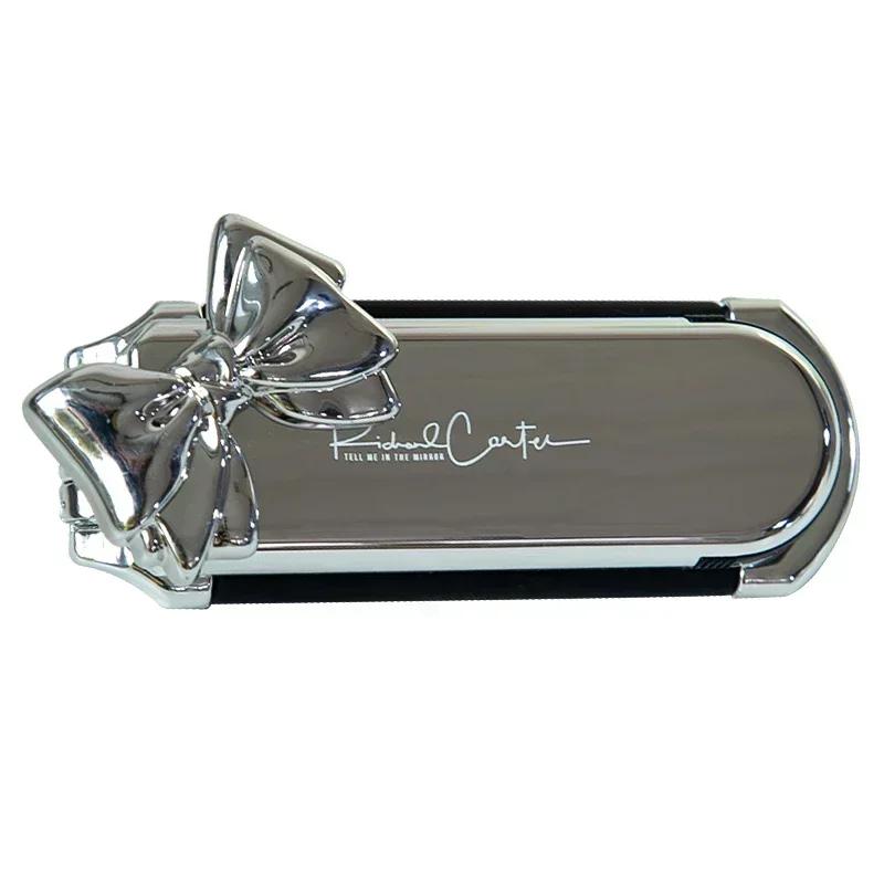 Silberne Schleife Faltbarer Luftkissenkamm mit Spiegel Diamant Bling Strass Kosmetik Reise Taschen Kleine Haarbürste Make-up Werkzeuge