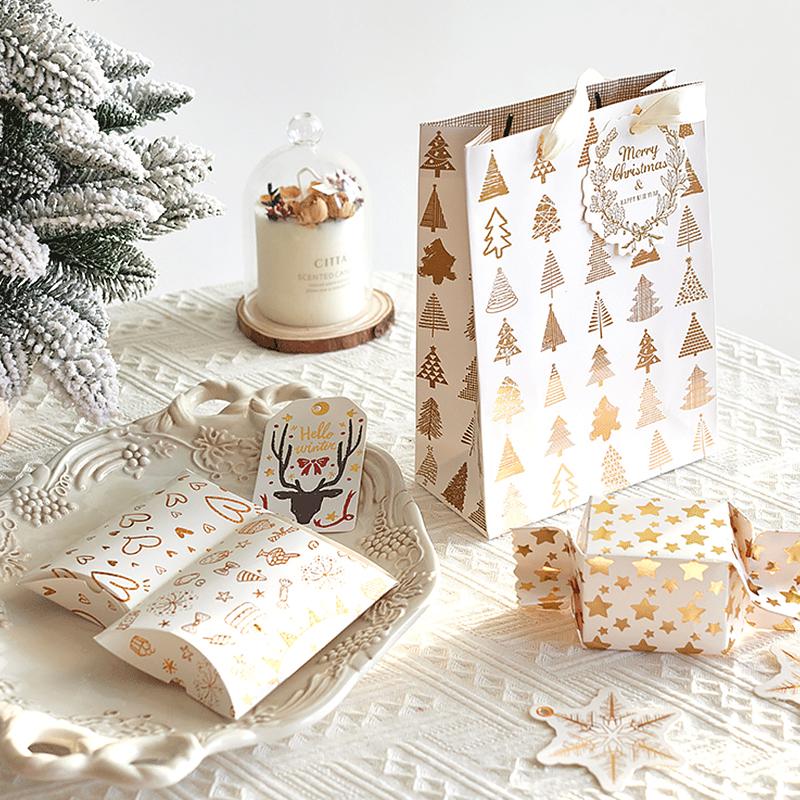 2PC/3PC/4PC Christmas Gift Box Set New Year Bronzing Pillow Box Graduation Ceremony Paper Christmas