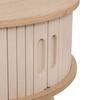 Nysos Round Beige Coffee Table With Sliding Doors Japandi