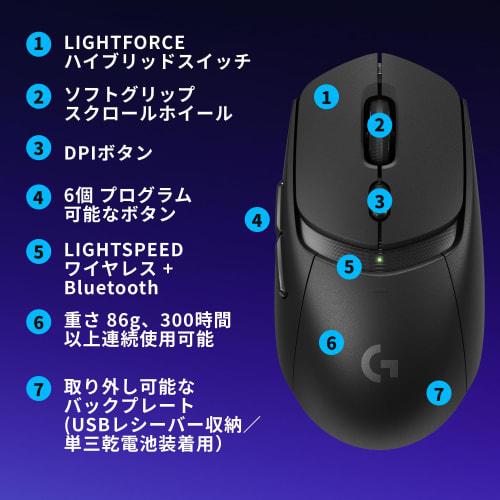 Logitech G Gaming Mouse G309 LIGHTSPEED Wireless Mouse G309WL-BK LIGHTFORCE Hybrid Switch HERO 25K Sensor 6 Program Buttons Over 300 Hours of Continuo