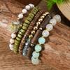 New Coconut Shell Wood Beads Beaded Soft Pottery Pearl Stone Leather Men's and Women's Bracelets Bracelets 6-piece Set