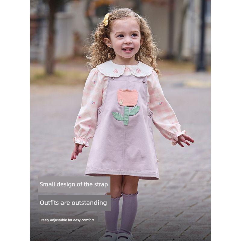 David Bella Kidsren's Denim Suspender Skirt 2026 Spring New Style Sweet Skirt Dress for Girls and Babies Kidsren's Clothing