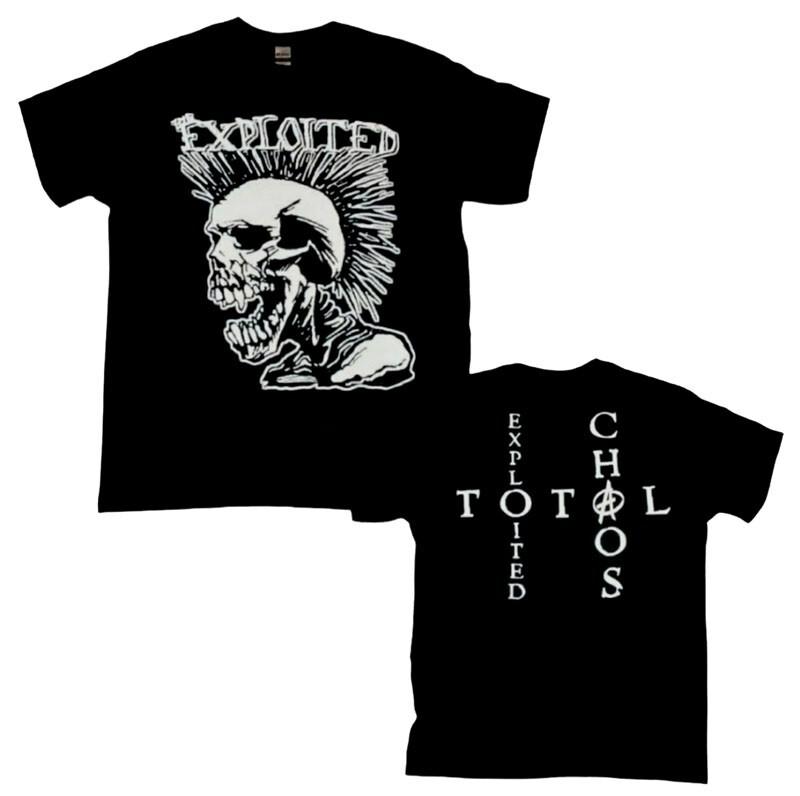 

New Authentic The Exploited Skull Total Chaos Punk Invasion Band Black TShirt Unisex T-Shirt XXL