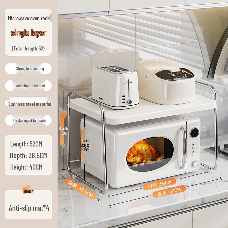 Stainless Steel Pull-Out Microwave & Rice Cooker Countertop Storage Rack