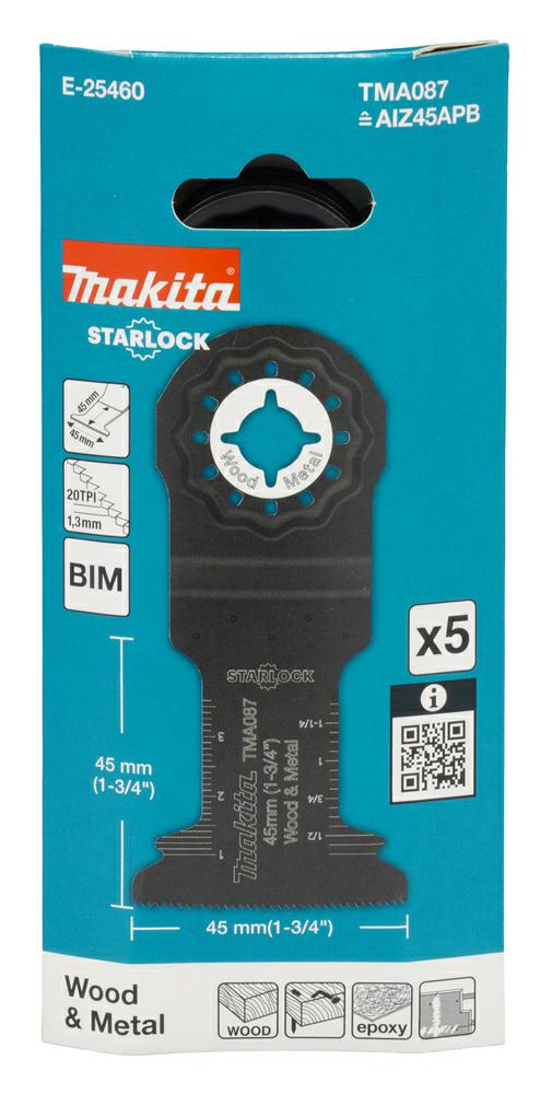 Makita Mt Brzeszczot Do Cięcia Wgłębnego Bim 45Mm X 45Mm 20Z C Tma087 5Szt.