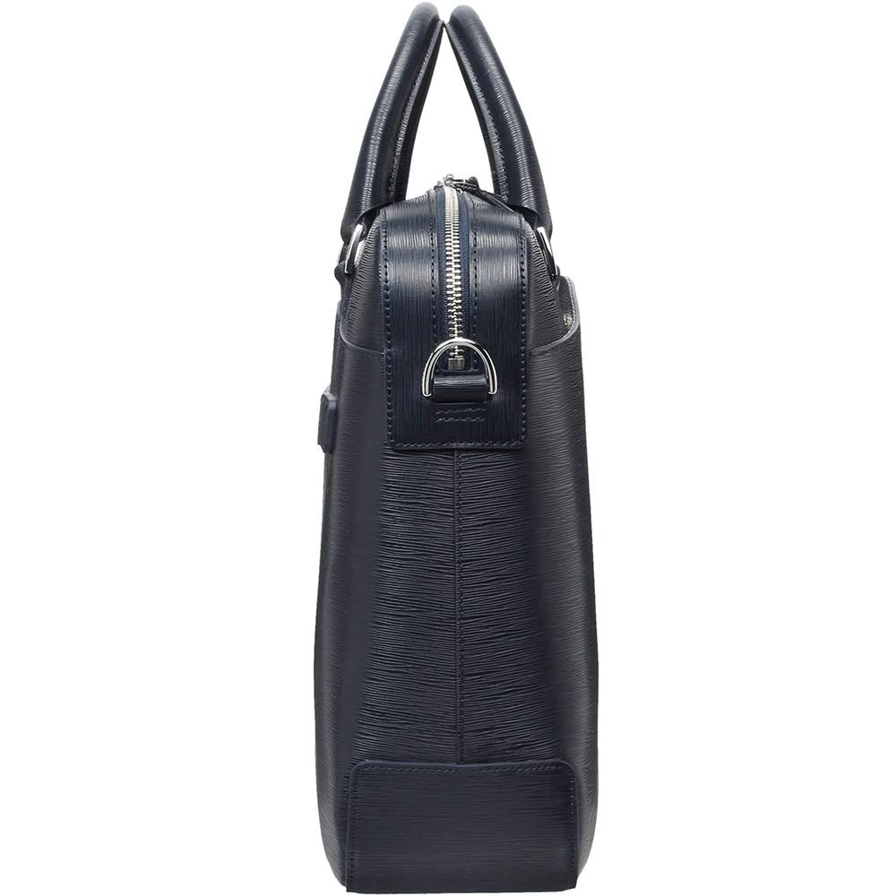 Pelle Morbida Briefcase Genuine Leather Capitano Embossed Leather Navy PMO-CA201 Men's PM-CA201-NV