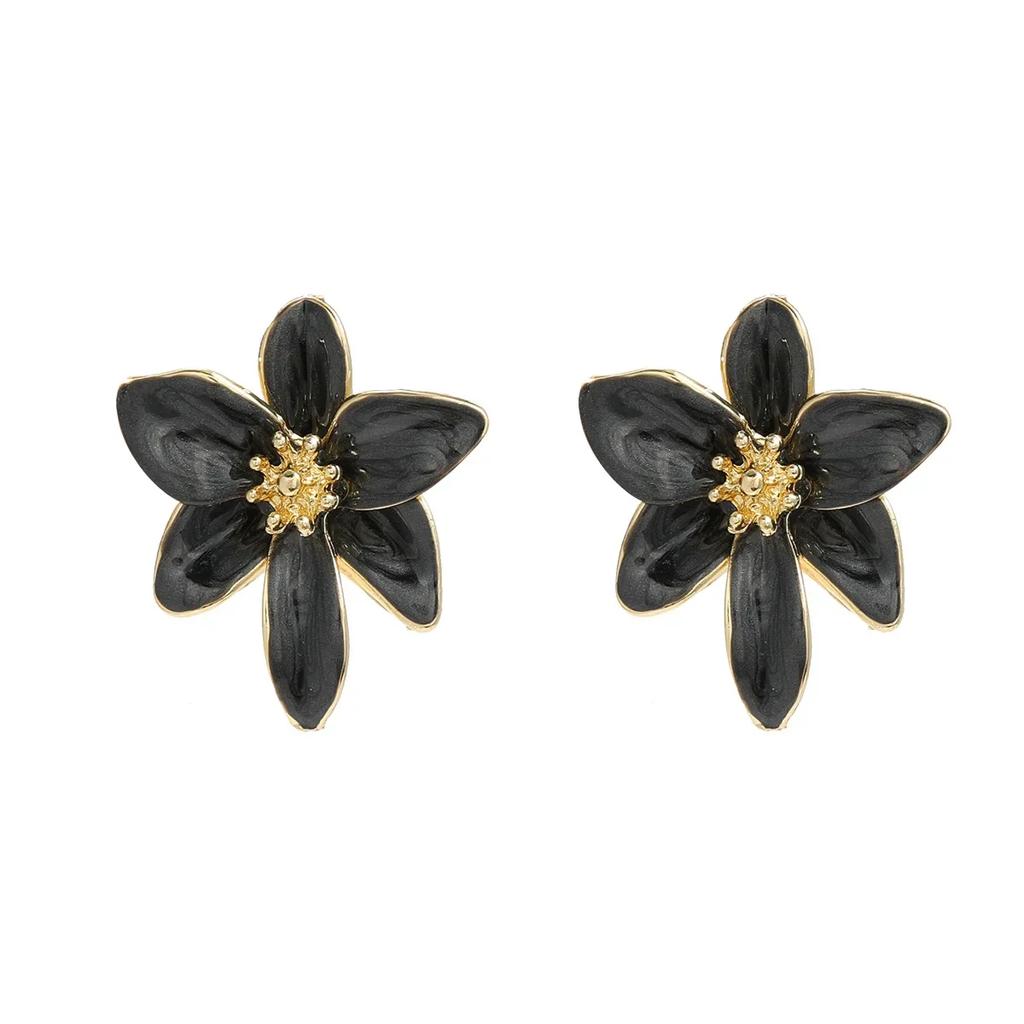 Bohemia Ethnic Style White Enamel Flower Stud Earrings for Women Charm Stainless Steel Wedding Bride Jewelry Accessories Gift