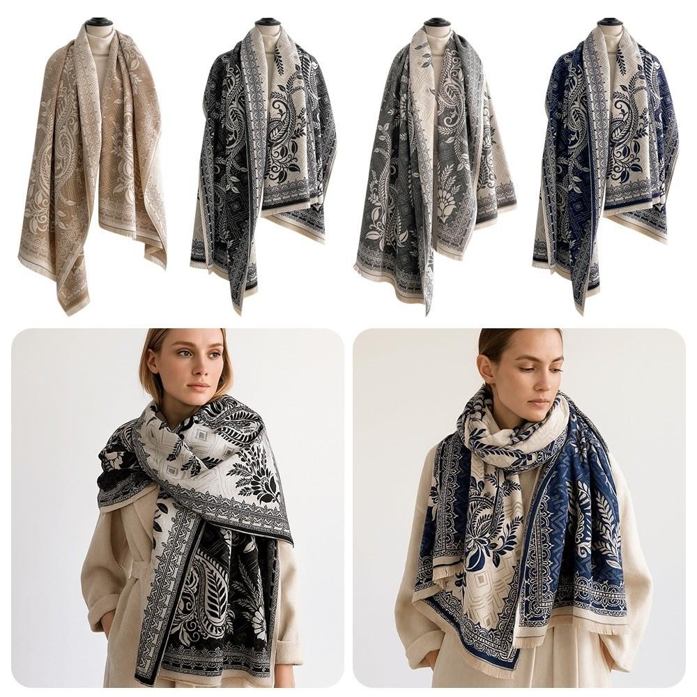 Cozy Versatile Imitation Cashmere Scarf Windproof Luxury Poncho Scarves Thick Elegant Female Shawl Winter Season