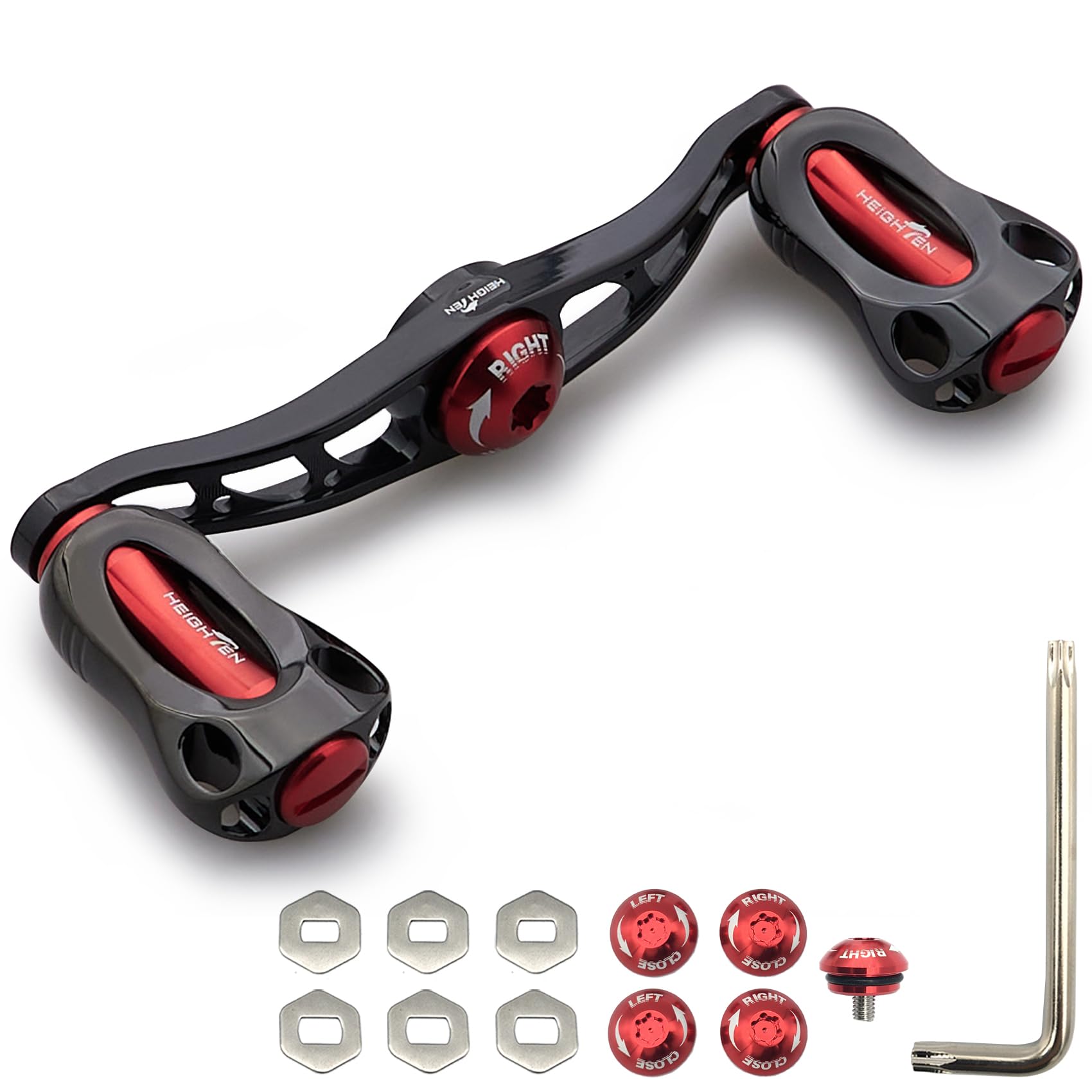 

УДЛИНЕННАЯ Рукоятка Катушки с 22мм Кнобом для Универсальных Мультипликаторных Катушек Abu Серии Fan 115/88мм Shimano, Daiwa, (Черный и красный, 88 мм)