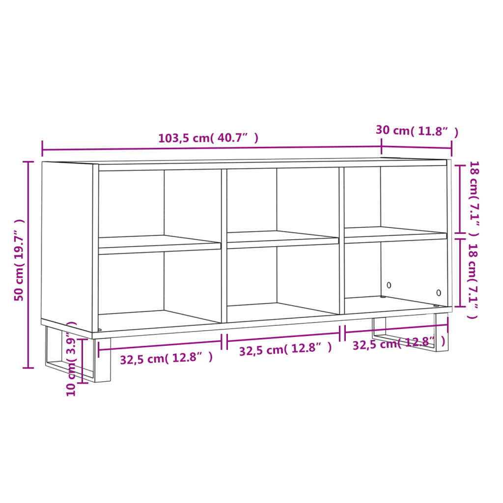 TV Cabinet in Sonoma Oak Finish 103.5 x 30 x 50 cm Particleboard