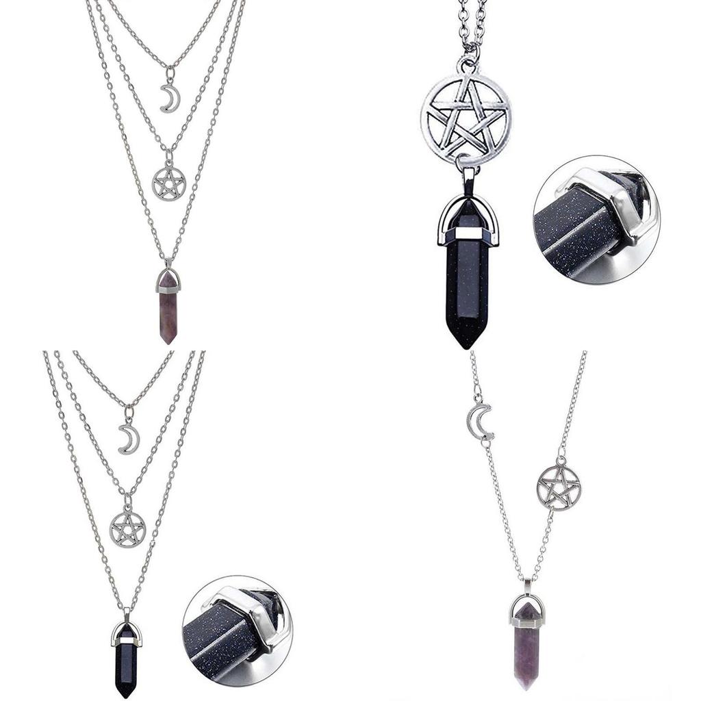 Elegant Geometric Pendant Necklace With Alloy Moon And Star For Womens Accessories