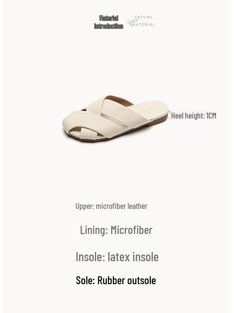 Weiwei Girl 1966-2 Women's Retro Flat Half Slippers - Soft Sole Outdoor Summer Fashion Shoes