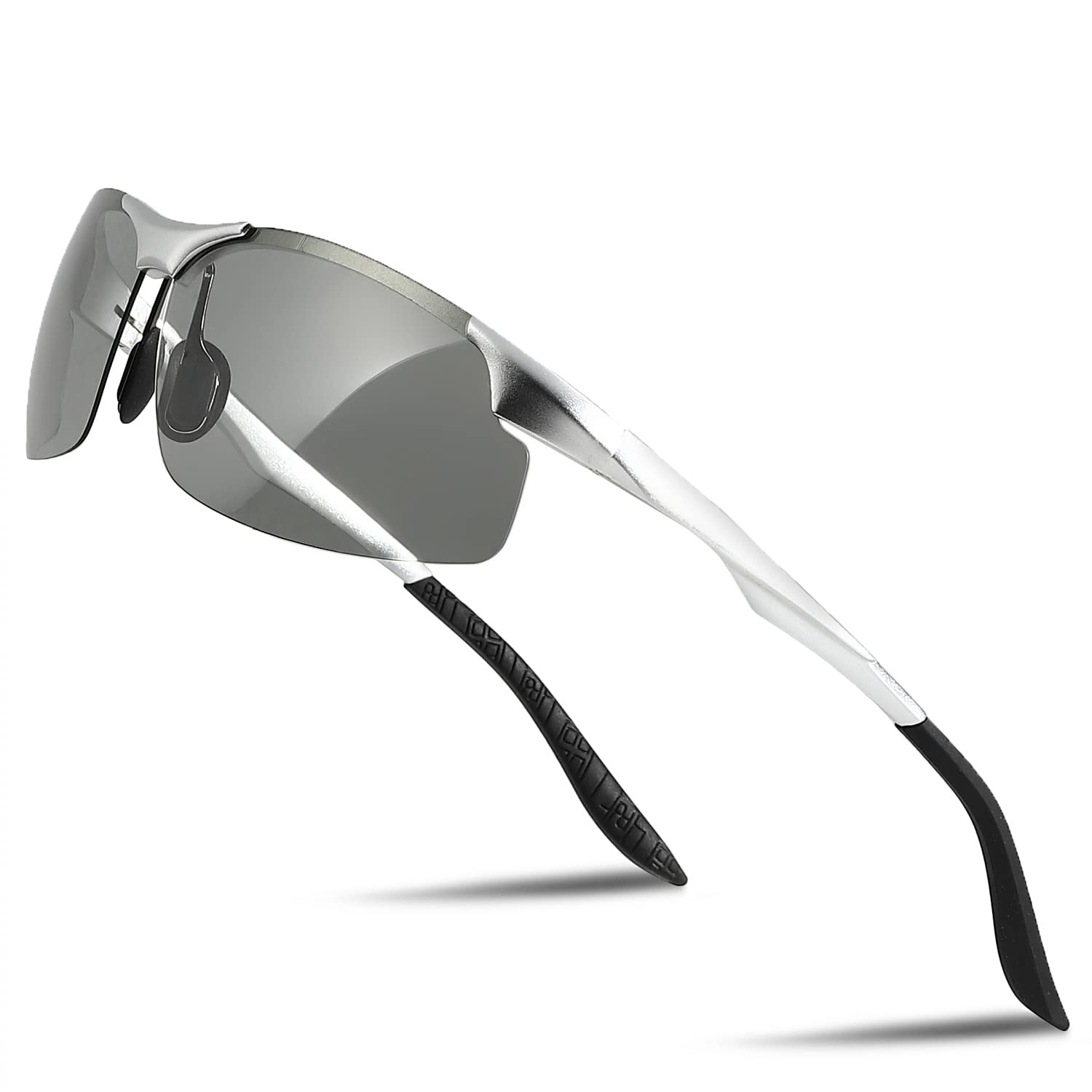 

[Ecoride World] Polarized Sports Sunglasses, Photochromic, UV400 Protection, Men s & Women s (Silver) gs-101-03