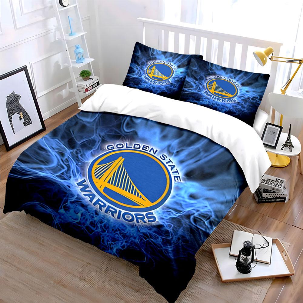Golden State Warriors Logo Bedding Duvet Cover Set Duvet Cover Pillowcases (1*Duvet Cover 2*Pillowcases, Without Duvet Insert)