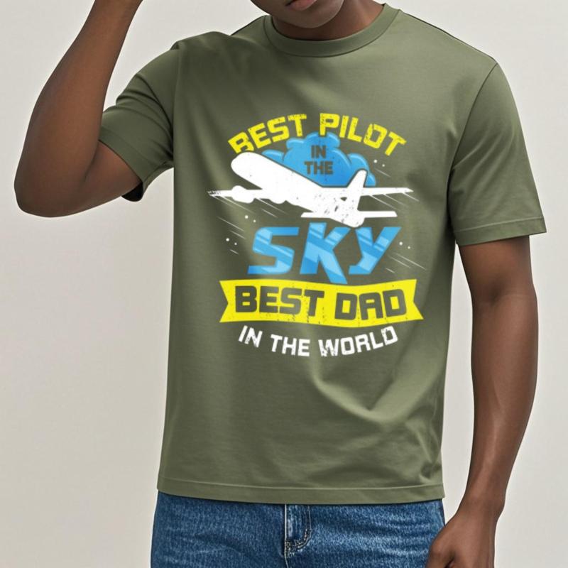 

Breathable Tee Travel Man short sleeve t shirt Oversized Best Pilot In The Sky Best Dad In The World Hiphop For man Top tees 4XL