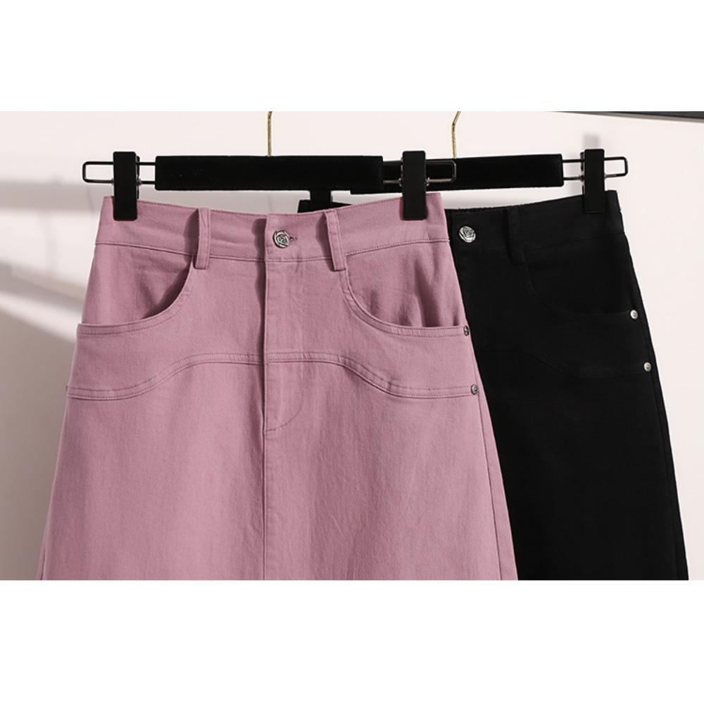 Dimanaf Fuste de damă de bumbac elastic, talie înaltă, stil A-line, vrac, Vintage, Plus Size, 2025